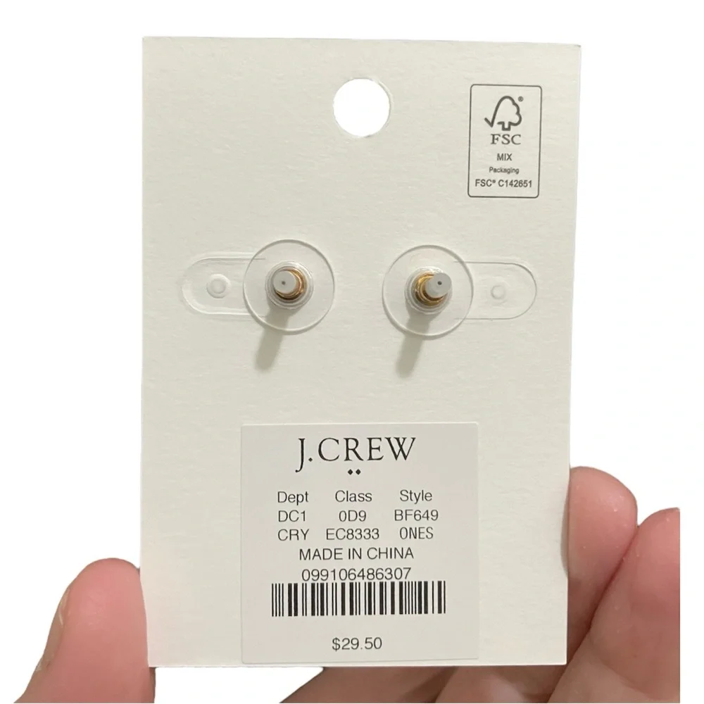 NWT J.Crew Pavé Crystal Heart Stud Earrings Valentine’s Day Pave J. Crew Factory